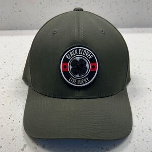 Black Clover Olive Green Adjustable Flexfit Circular Patch Golf Hat